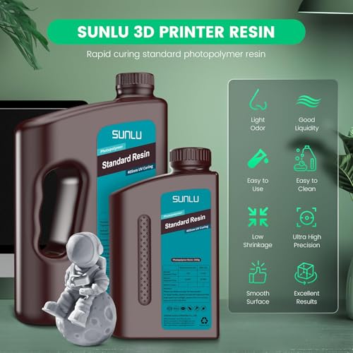 SUNLU Résine Imprimante 3D 1KG Faible Retrait Durcissement Rapide Gris 1000G