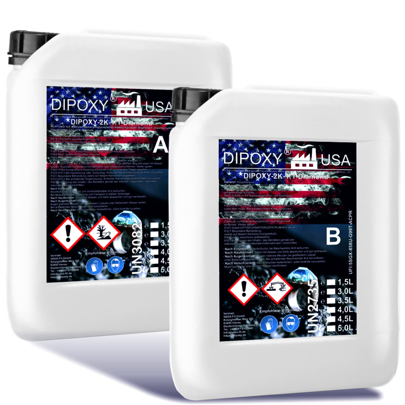 Résine Époxy Diamond MAX UV Transparente 1:1 - Coulée 2K pour Artisans DIY (0,1-10 cm, Kit 1,5 L)