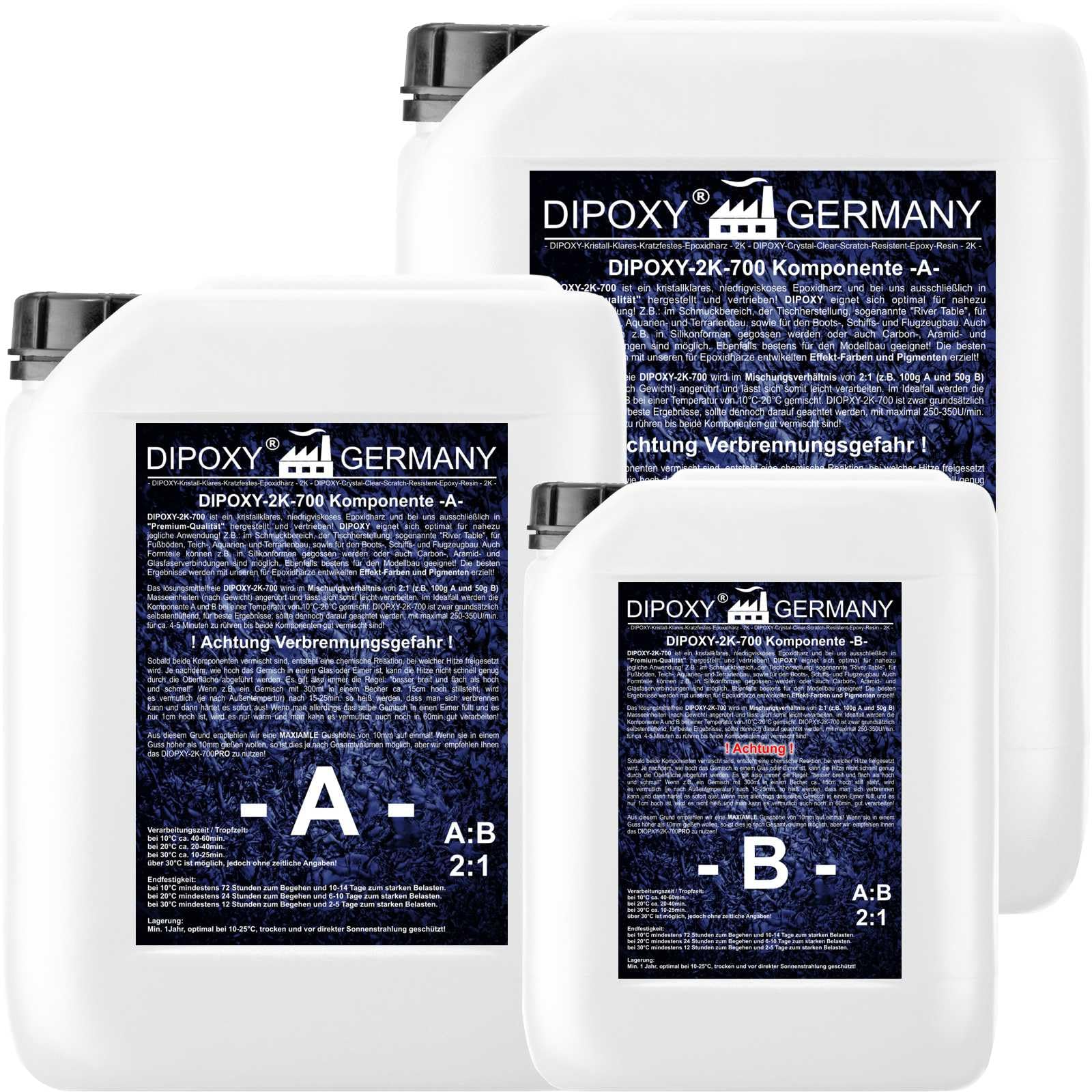 Résine Époxy Transparente 15Kg DIPOXY-2K-700 Glaçage Coulée Cristalline pour Table Sol Bois